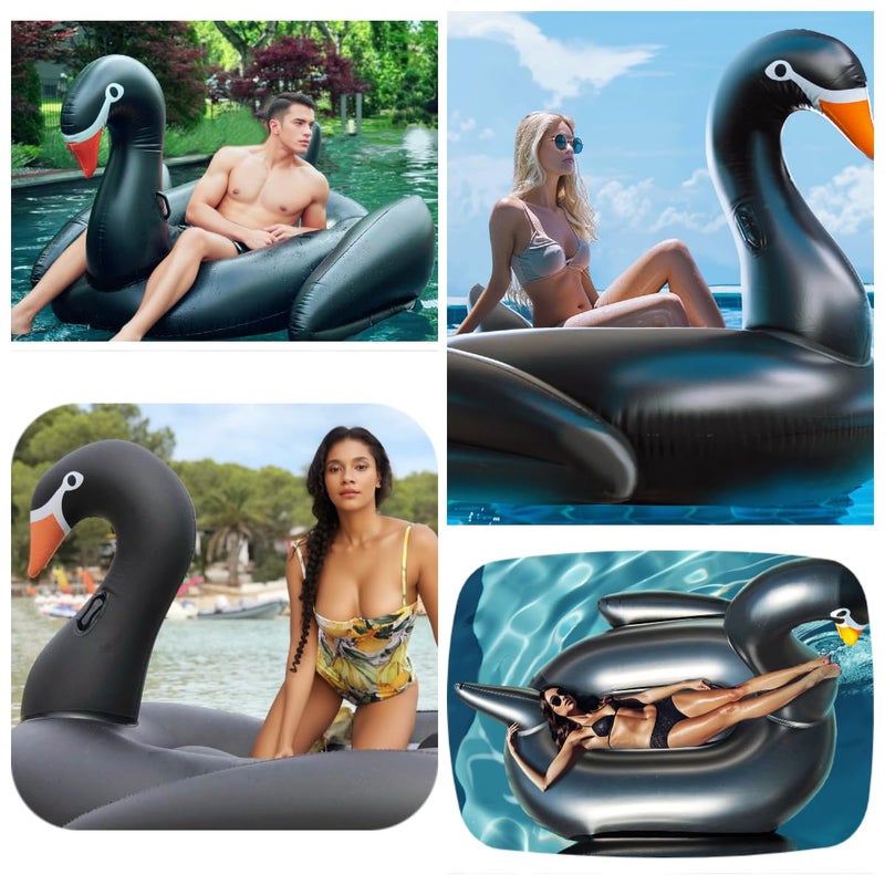 Vercico Giant Pool Float Adult Heavy Duty 70" Black Swan Pool Floaties for Adults Swimming Pool Lounger Float Pool Chair Float for Pool Games Beach Party Outdoor Water Play - Image 5
